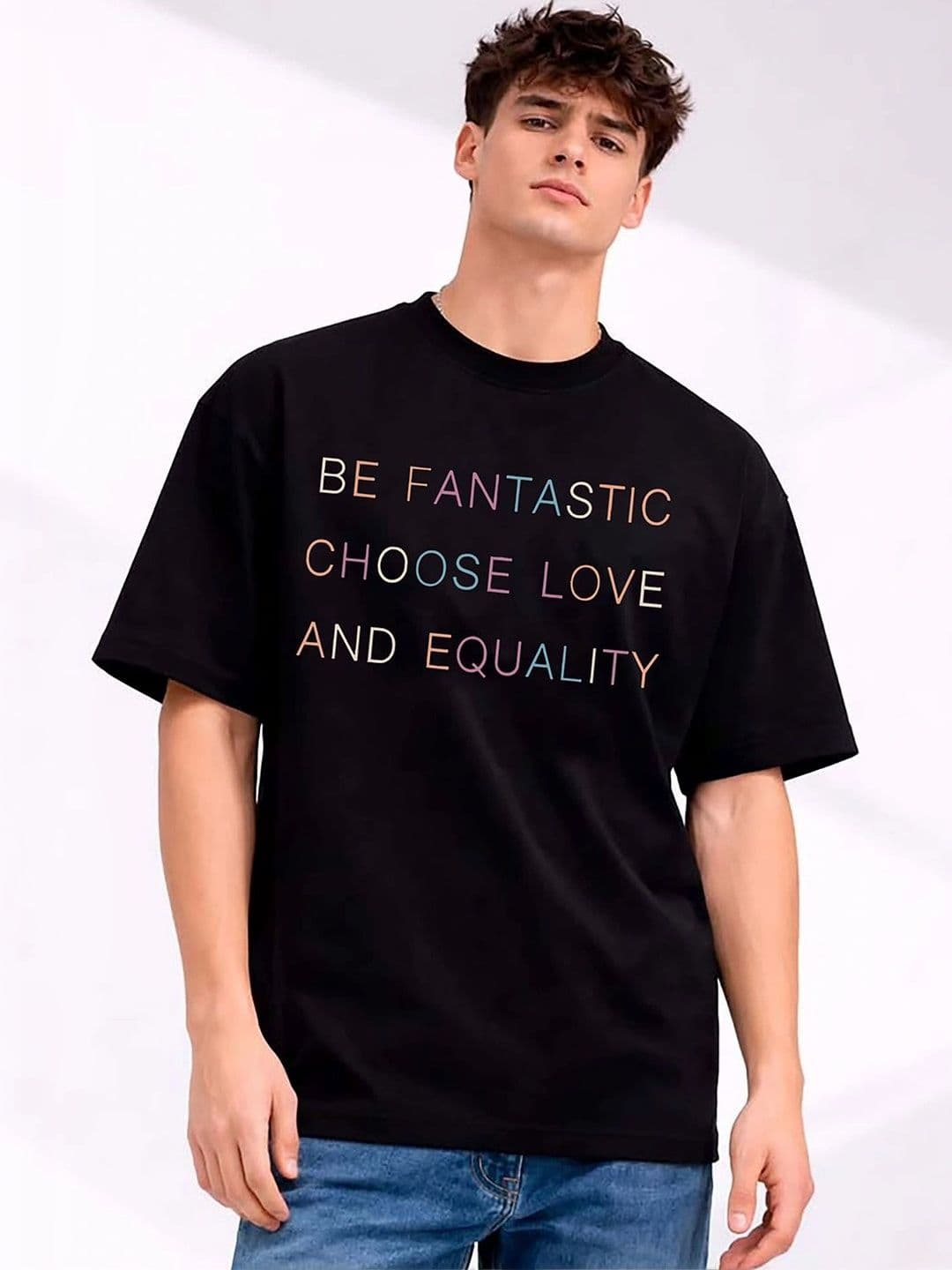 Mast & Harbour Men Typography Printed Drop-Shoulder Sleeves T-shirt - view 1