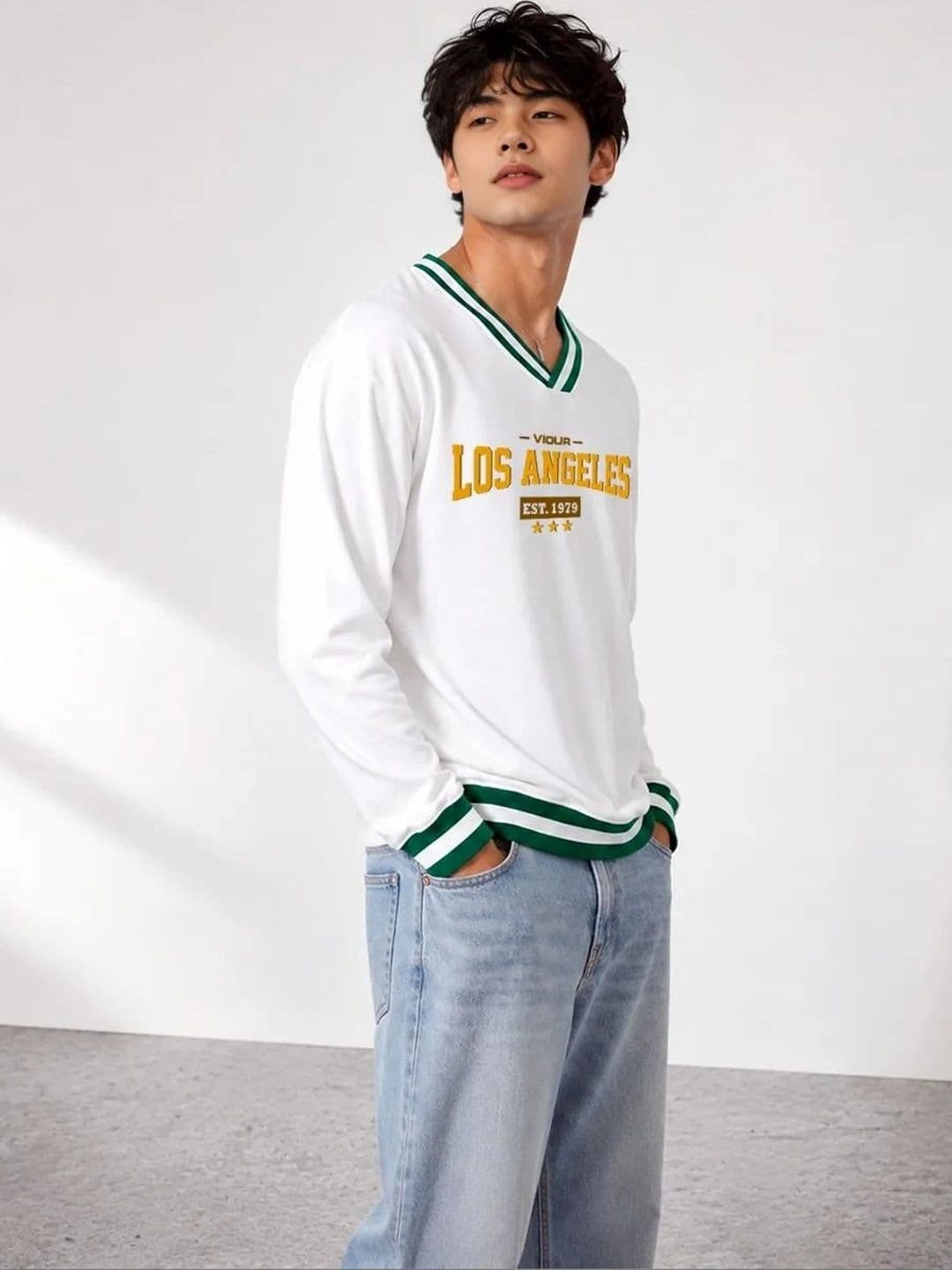 SZN Men Typography Printed V-Neck T-shirt thumbnail 2