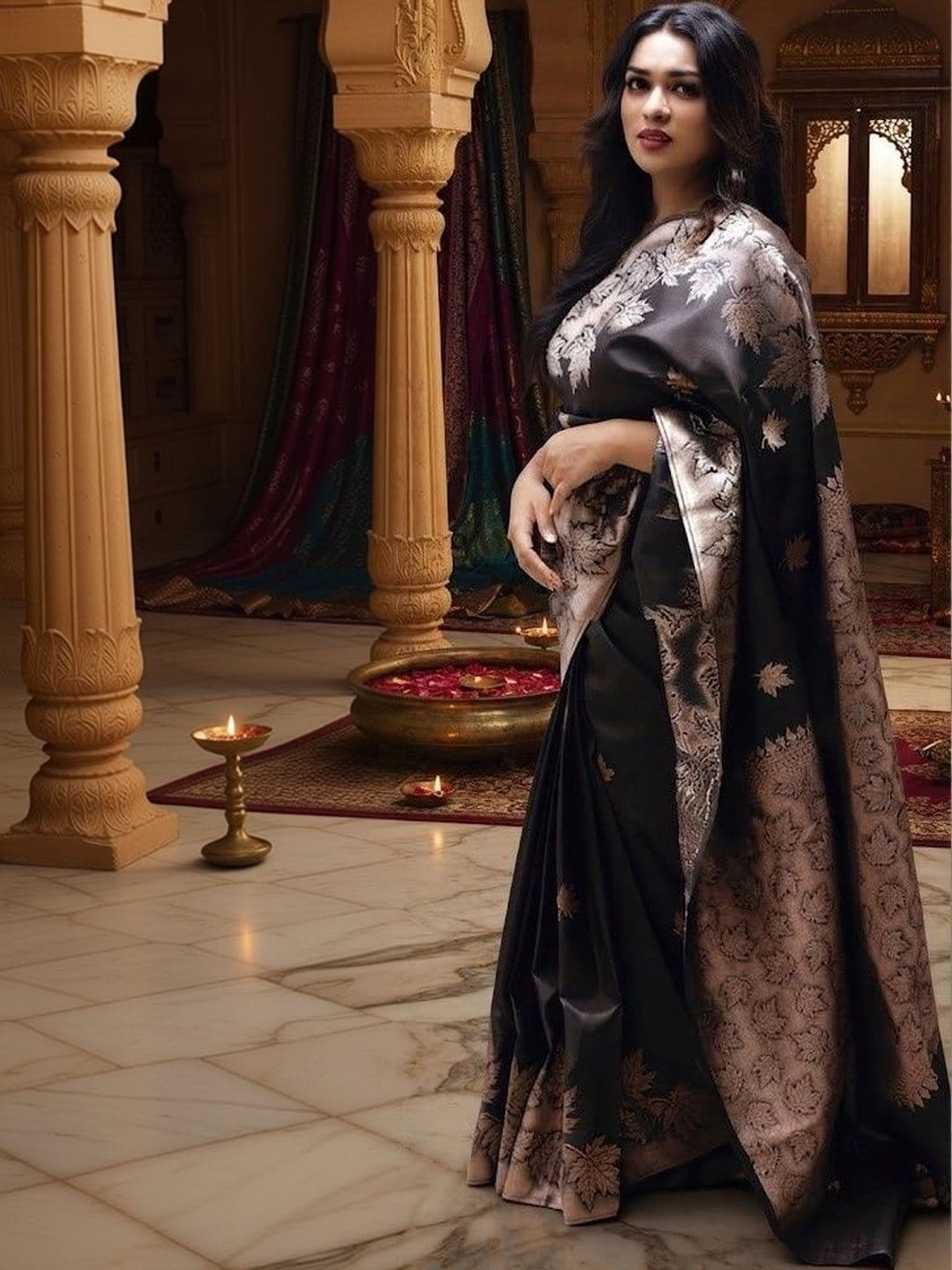 VelvetHue Woven Design Zari Art Silk Banarasi Saree thumbnail 2