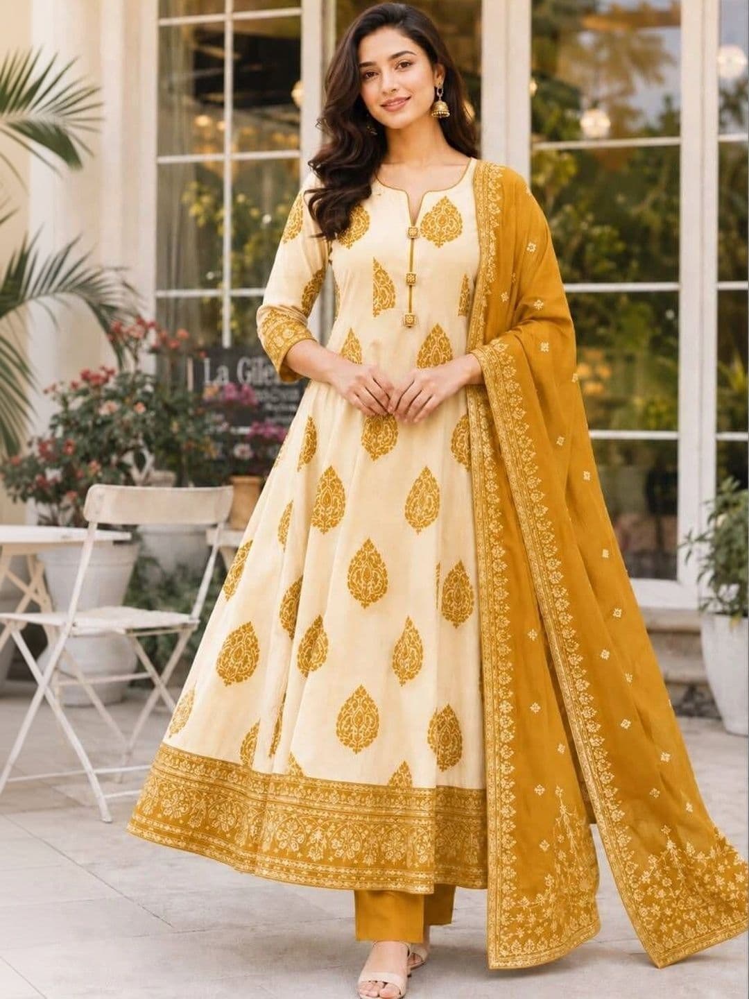 DIORICA Women Ethnic Motifs Printed Regular Pure Cotton Kurta with Trousers & With Dupatta thumbnail 2