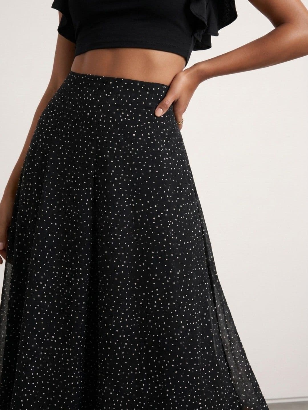 Phosphorus Women Polka Dots Printed Midi A-Line Skirt thumbnail 3
