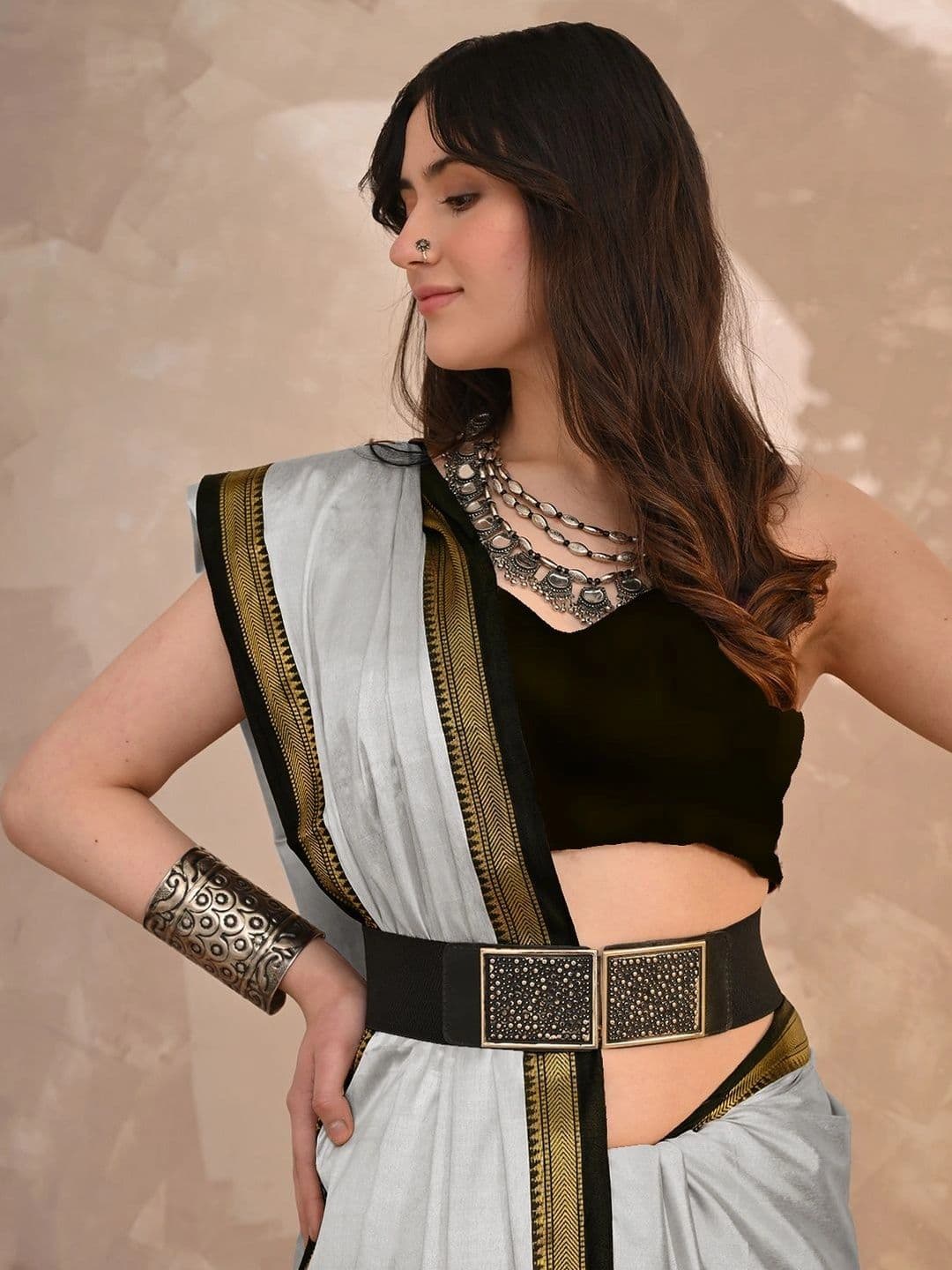 KALINI Striped Zari Designer Gadwal Saree thumbnail 4
