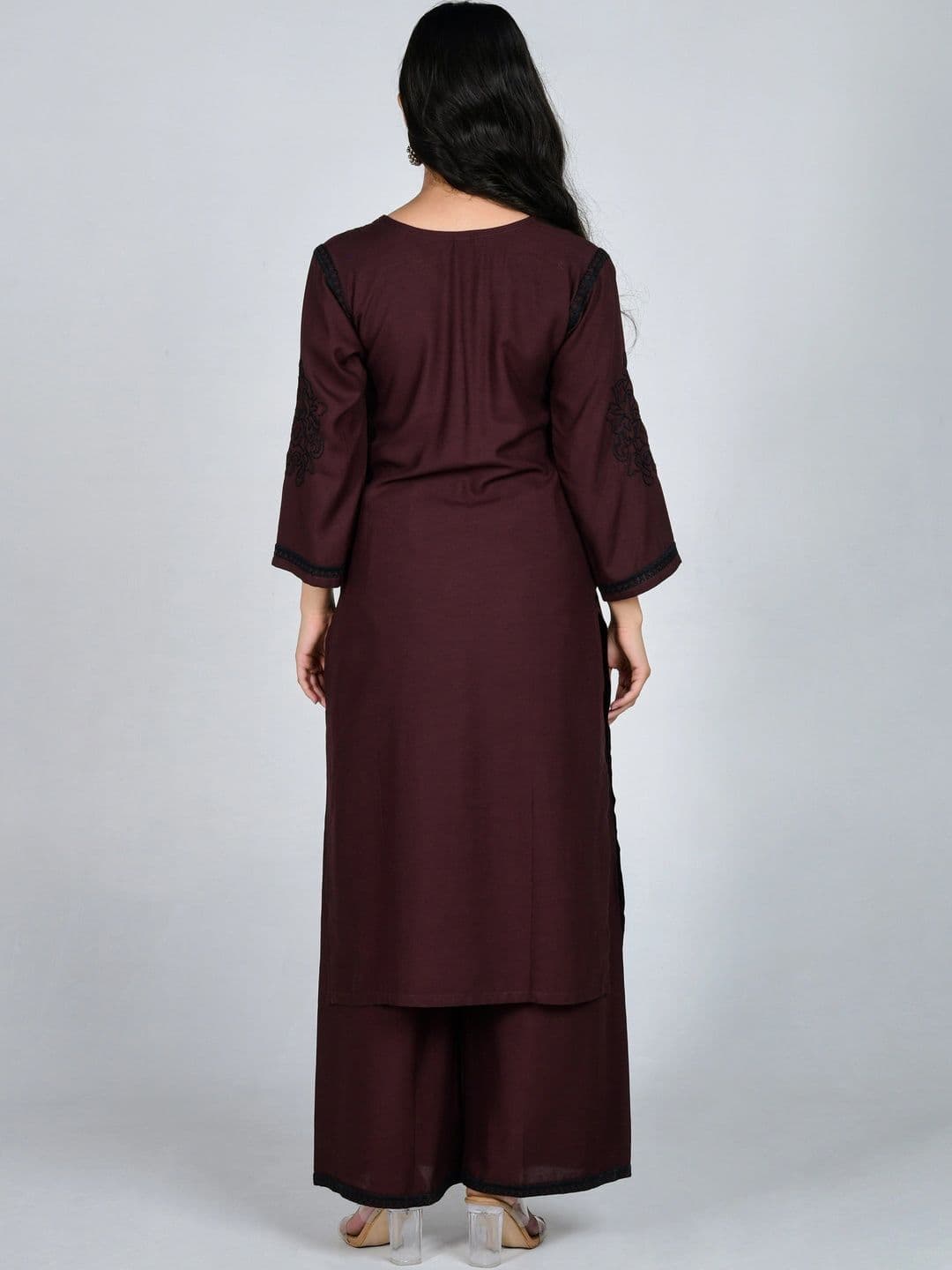 YOJINI Women Ethnic Motifs Embroidered Regular Thread Work Kurta with Palazzos thumbnail 5