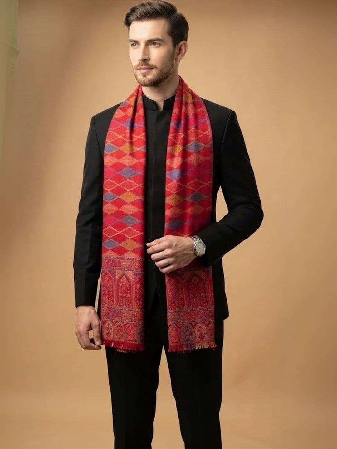 MUFFLY Men Woven Design Stole thumbnail 2