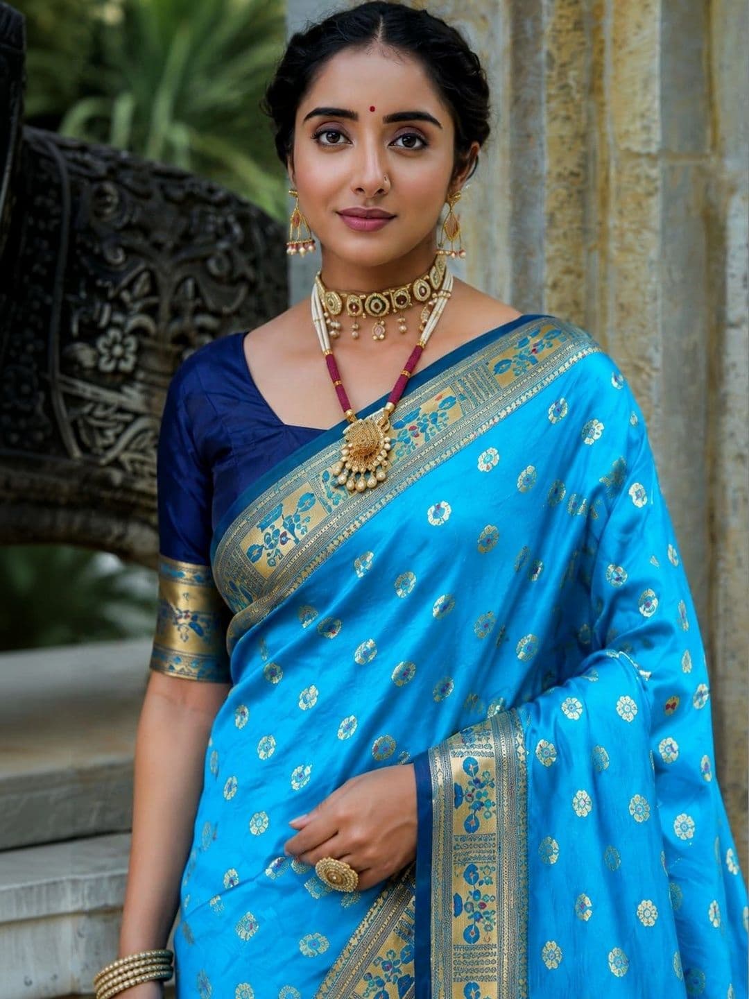 vastranagari Paisley Zari Art Silk Designer Banarasi Saree thumbnail 2