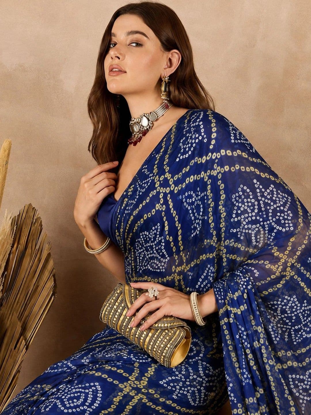 SANJANA  SILK SANJANA SILK Bandhani Pure Georgette Saree thumbnail 2