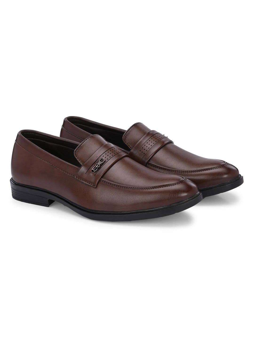 Azzaro Black Synthetic Leather Round Toe Slip-On Formal Loafers thumbnail 7