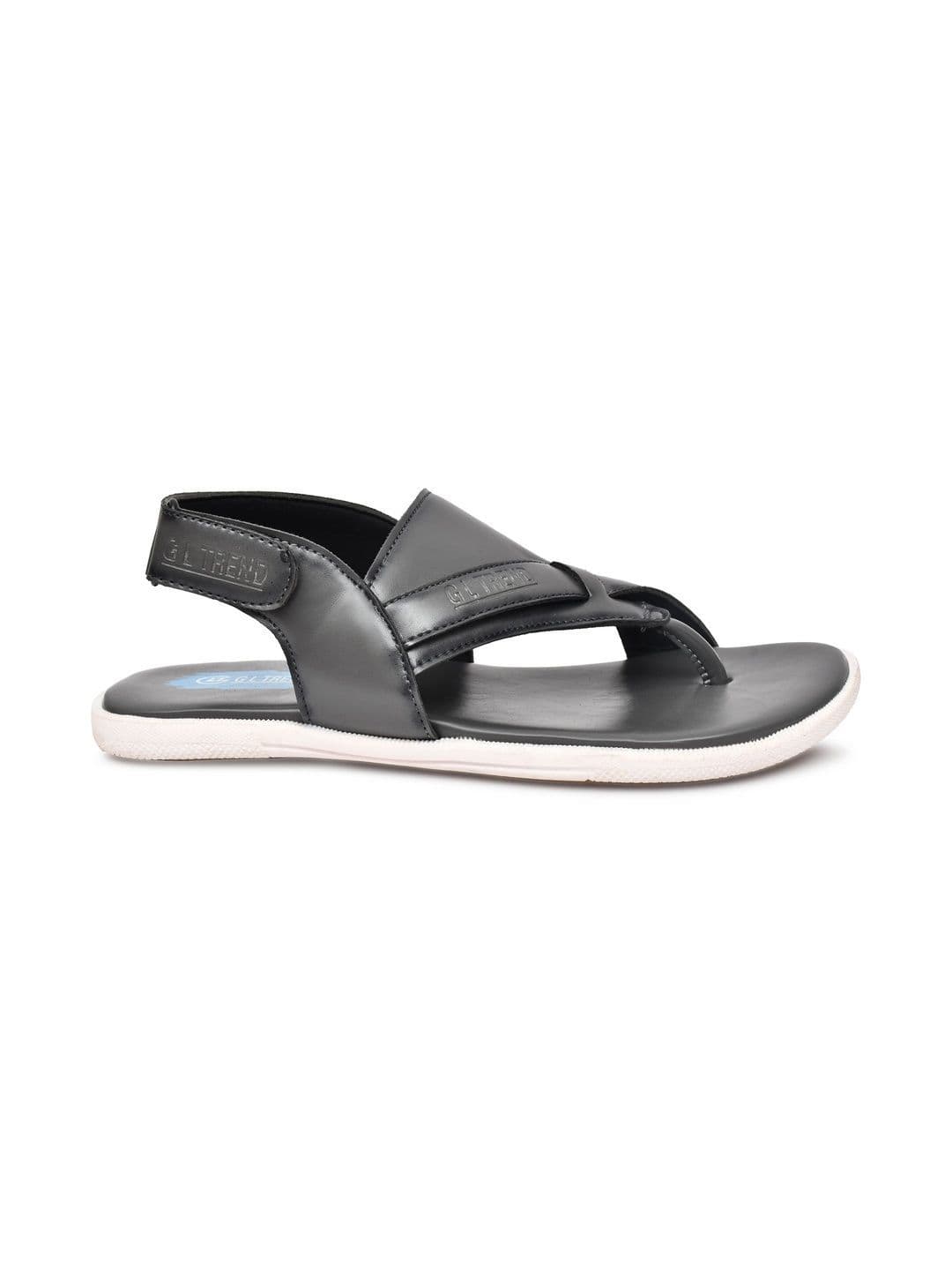 G L Trend Men Leather Comfort Casual Velcro Grey Sandals thumbnail 2