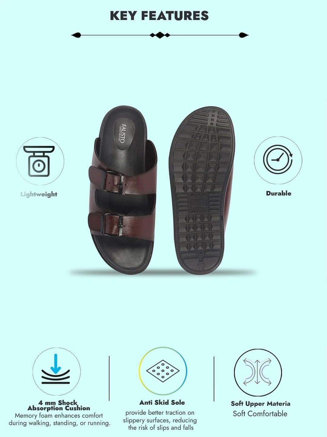 FAUSTO Men PU Comfort Sandals thumbnail 2