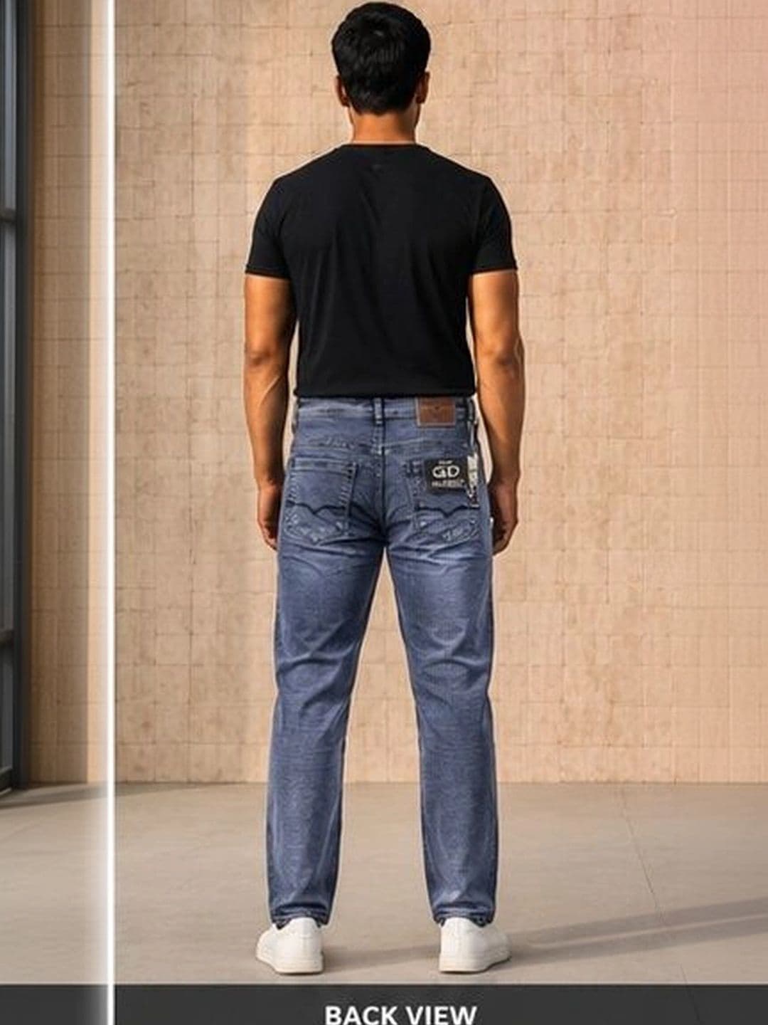Global Jeans Men Regular Fit Mid-Rise Low Distress Jeans thumbnail 2