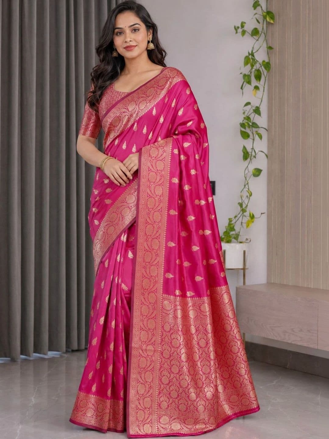 IKSHARA Zari Art Silk Banarasi Saree thumbnail 4