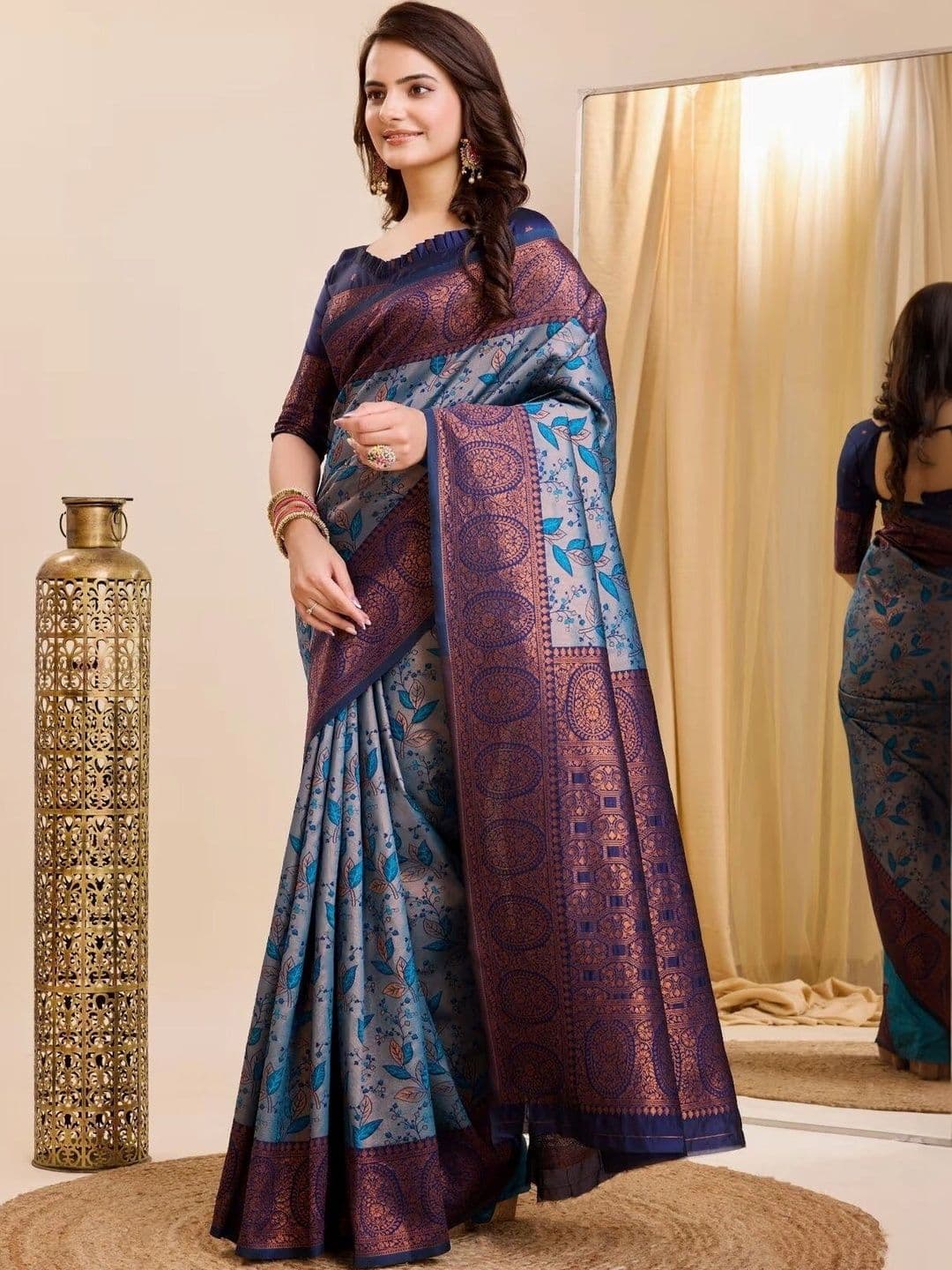 VS MALL Woven Women Design Zari Banarasi Saree thumbnail 6