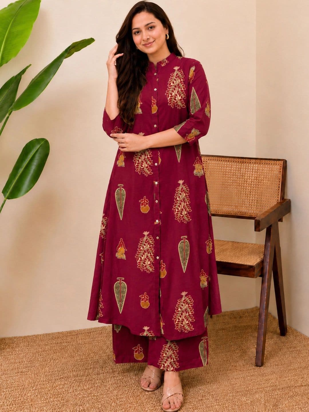 SZN Women Ethnic Motifs Printed Regular Kurta with Palazzos thumbnail 4
