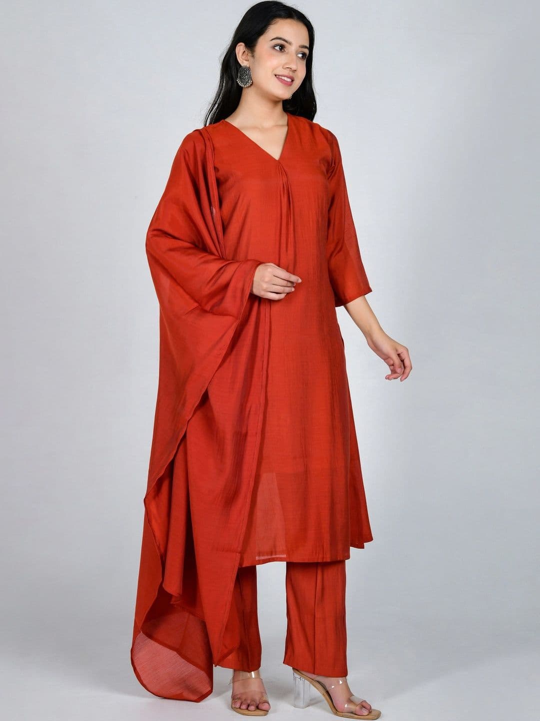 YOJINI Women Regular Kurta with Trousers & With Dupatta thumbnail 5