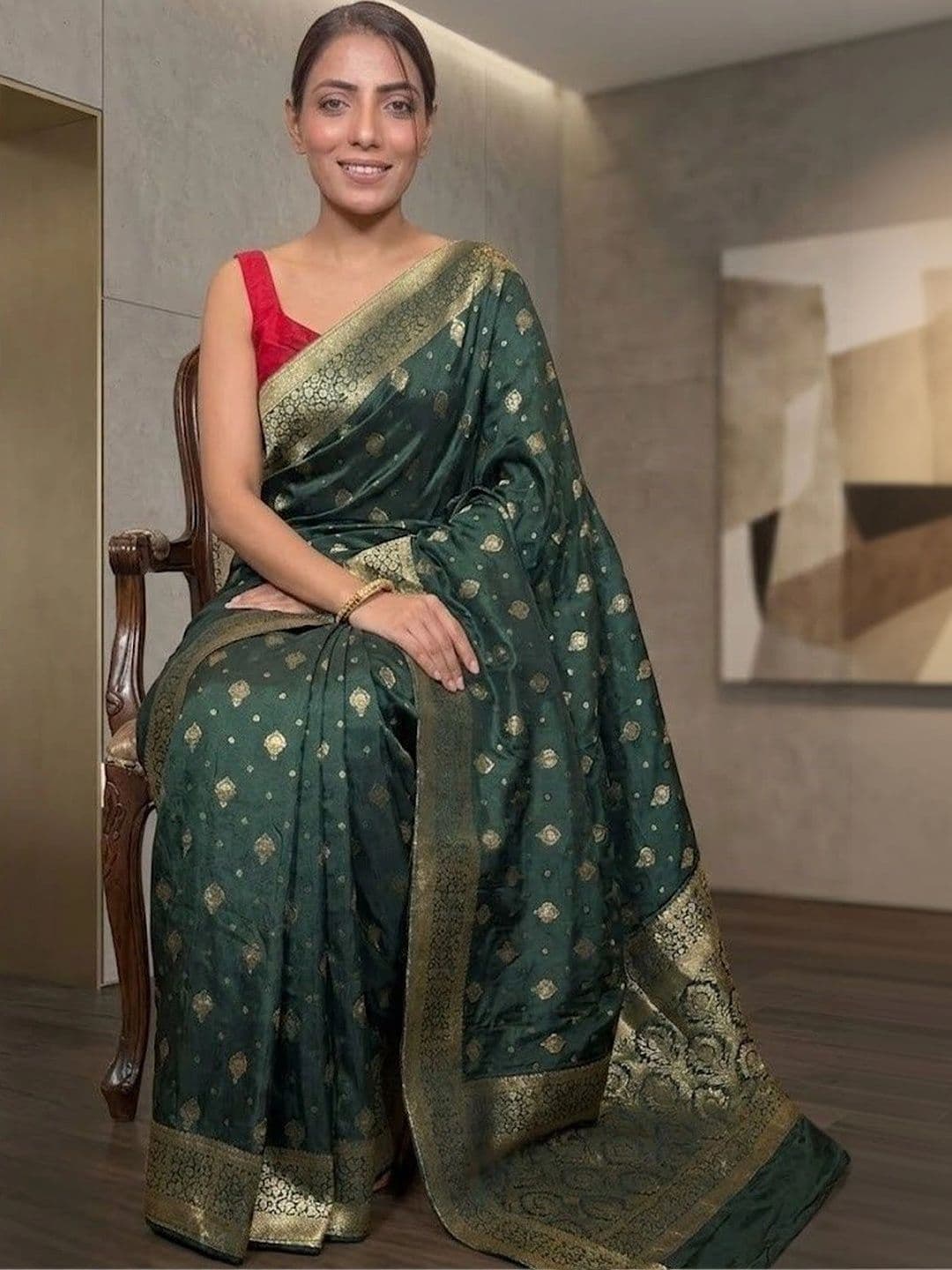 FASHIONIZO Woven Design Zari Art Silk Banarasi Saree thumbnail 5