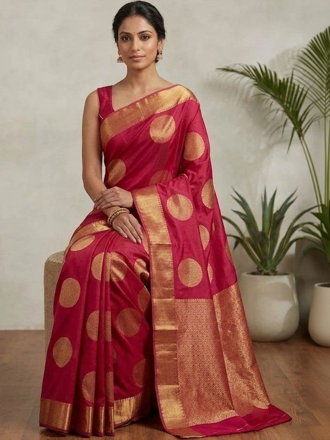 7Eleven Fashion Woven Design Zari Art Silk Banarasi Saree thumbnail 2