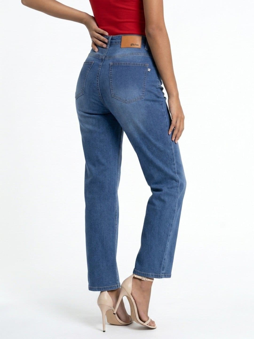glitchez Women Straight Fit Mid-Rise Light Fade Stretchable Jeans thumbnail 2