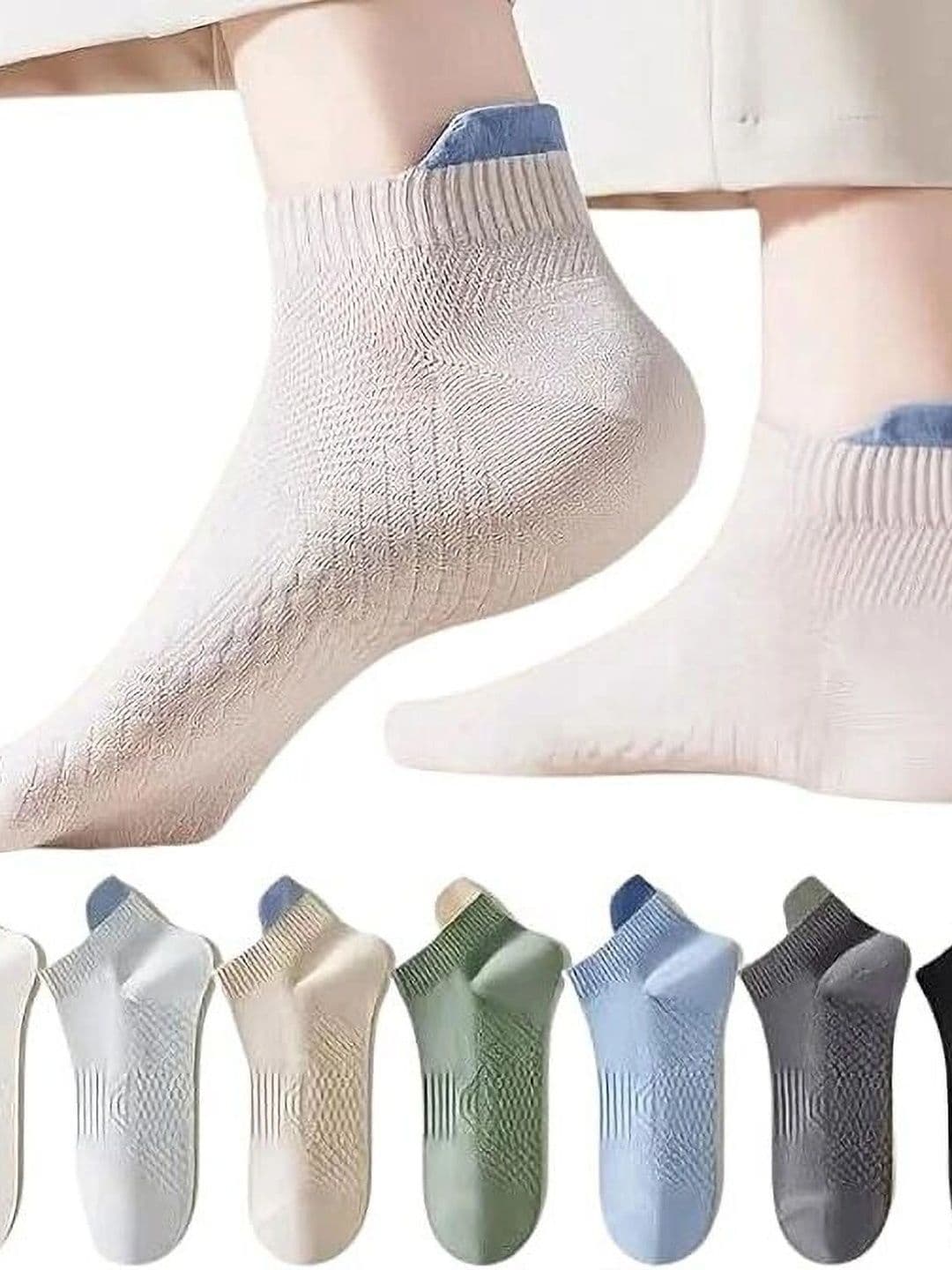 MERCEHIVE Men Pack of 7 Cotton Patterned Ankle Length Socks - view 1