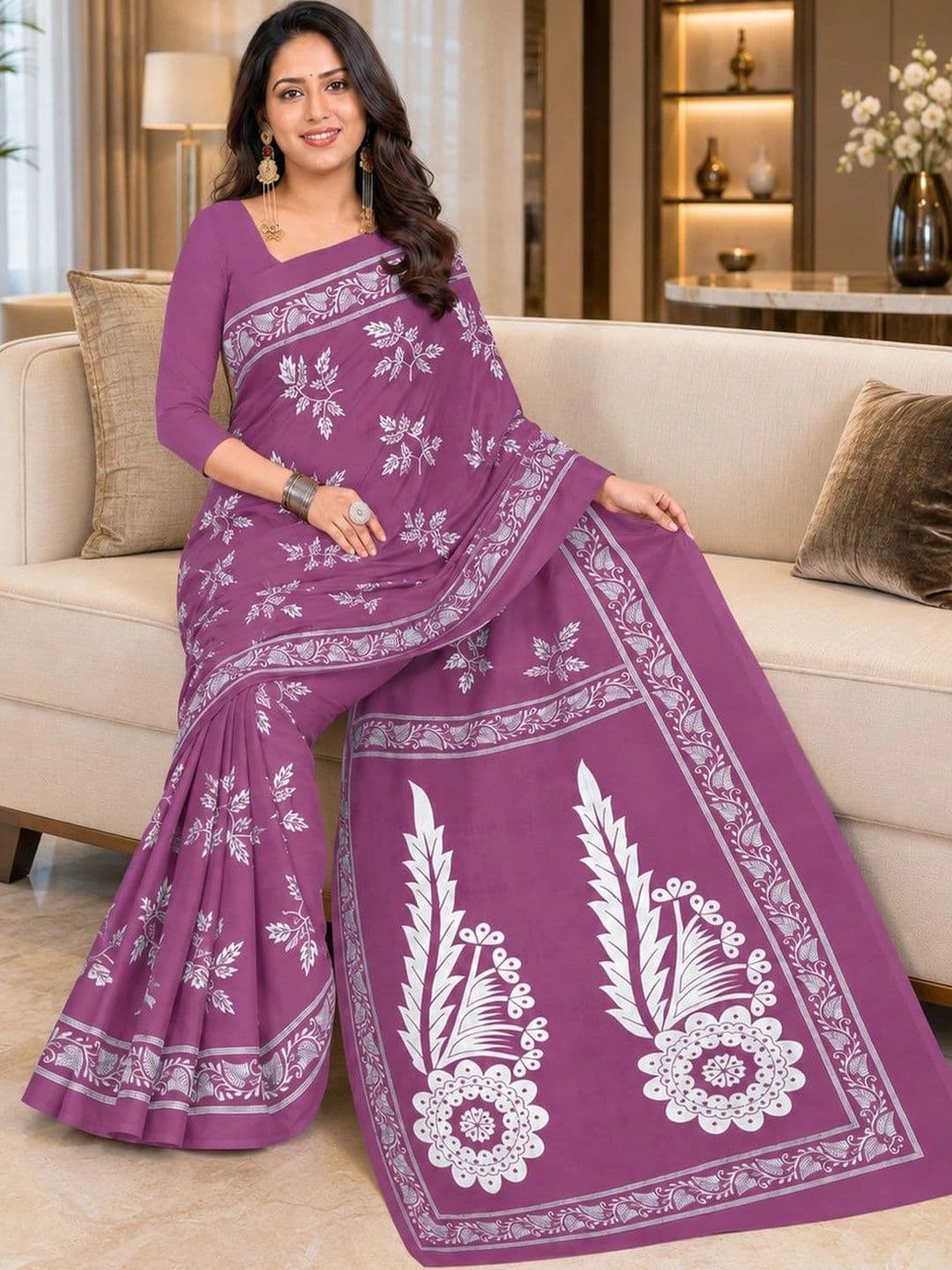 Karishma Floral Pure Cotton Bandhani Saree thumbnail 4