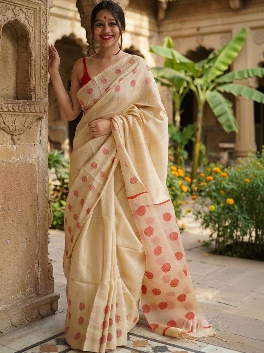 Vidula Fashion Polka Dot Zari Art Silk Banarasi Saree - view 1