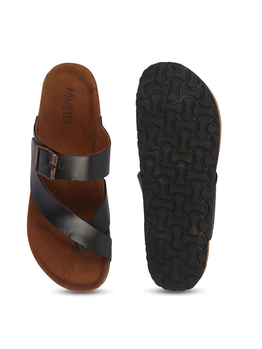 FAUSTO Men Leather Comfort Sandals With Buckle Details thumbnail 3