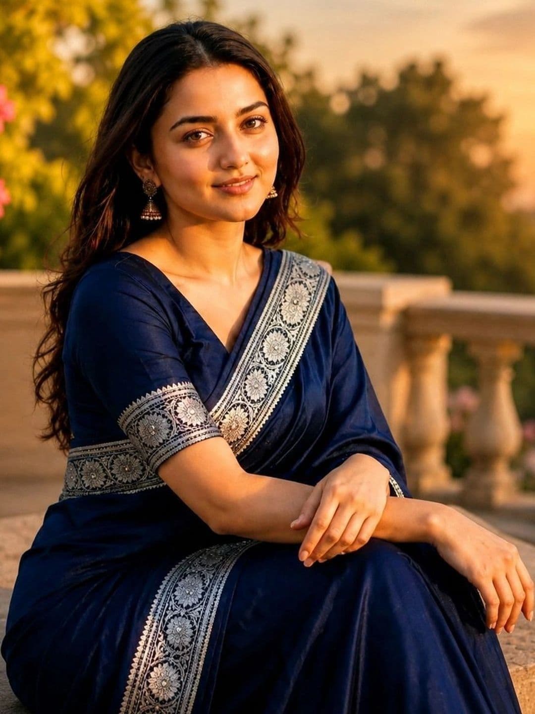 STYLISH SAREES Zari Satin Banarasi Saree thumbnail 3