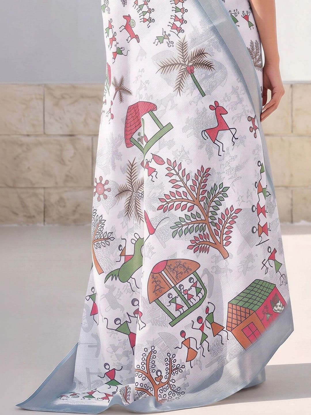 Anouk Warli Zari Designer Block Print Saree thumbnail 5