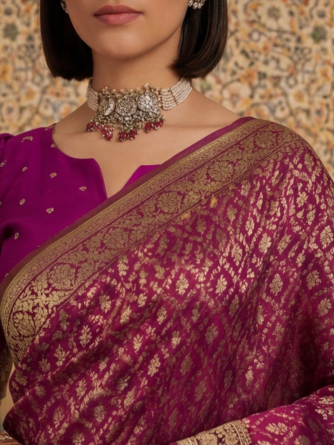 Anouk Rustic Woven Design Zari Silk Blend Designer Banarasi Saree thumbnail 3