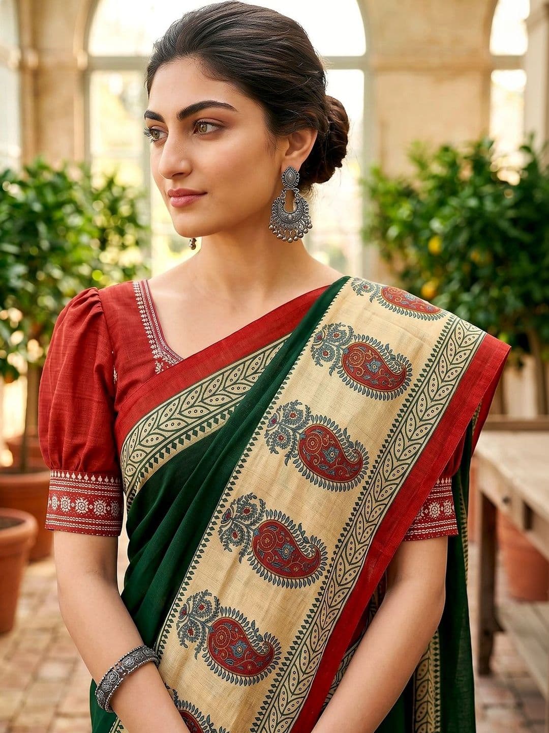VS MALL Ethnic Motifs Pure Cotton Saree thumbnail 2