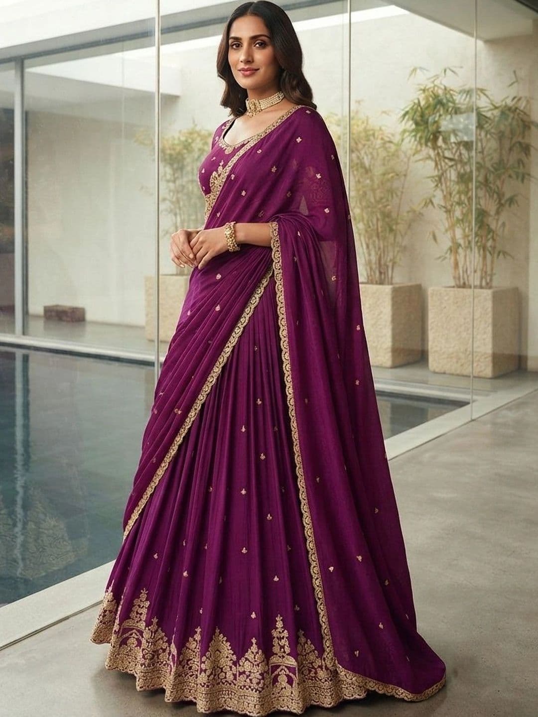 all about you Embroidered Semi-Stitched Lehenga & Blouse With Dupatta thumbnail 4