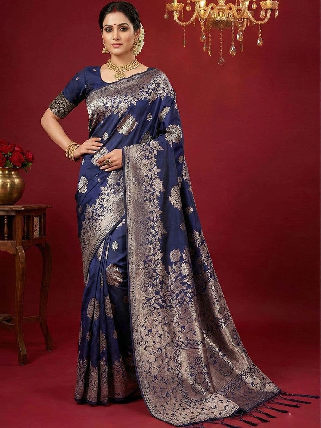 Mitera Woven Design Zari Silk Blend Banarasi Saree - view 1