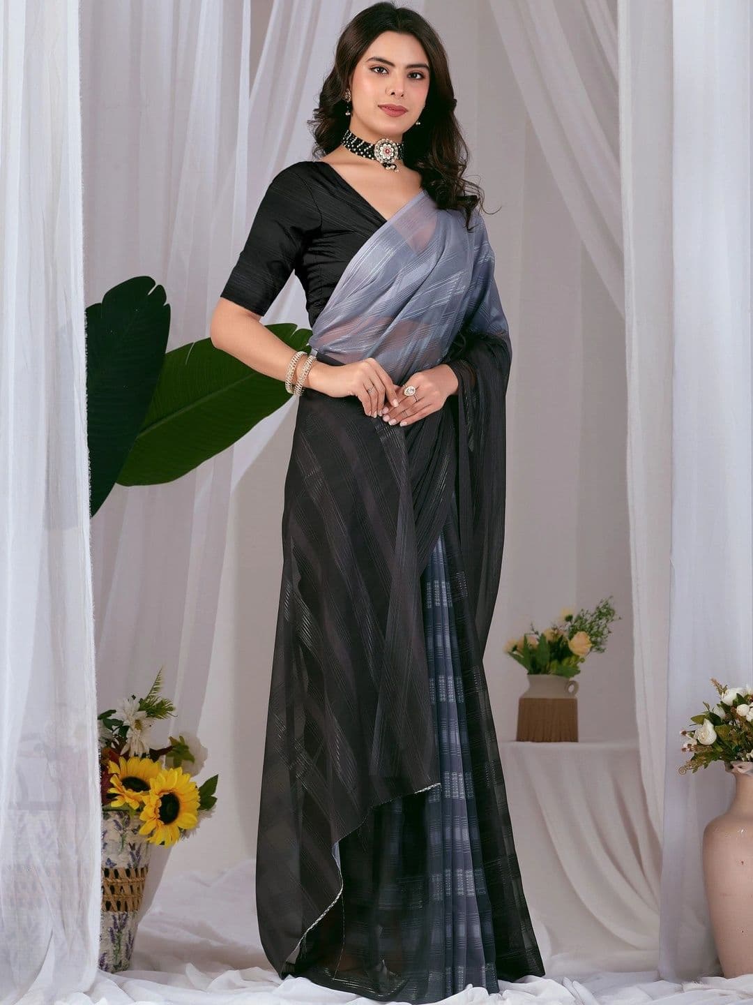 Moda Rapido Ombre Poly Georgette Designer Saree thumbnail 6