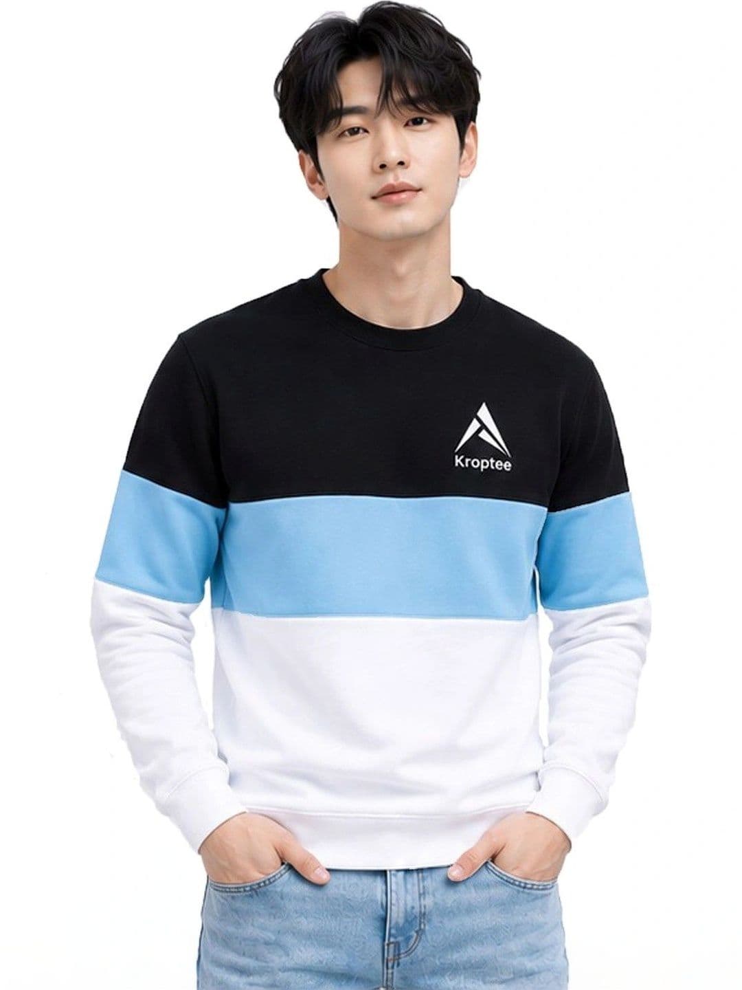 Kroptee Men Colourblocked Brand Logo T-shirt Pack thumbnail 5
