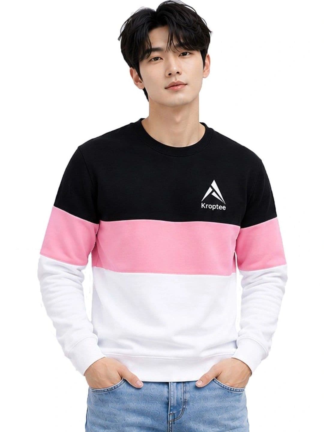 Kroptee Men Colourblocked Logo T-shirt Pack thumbnail 5