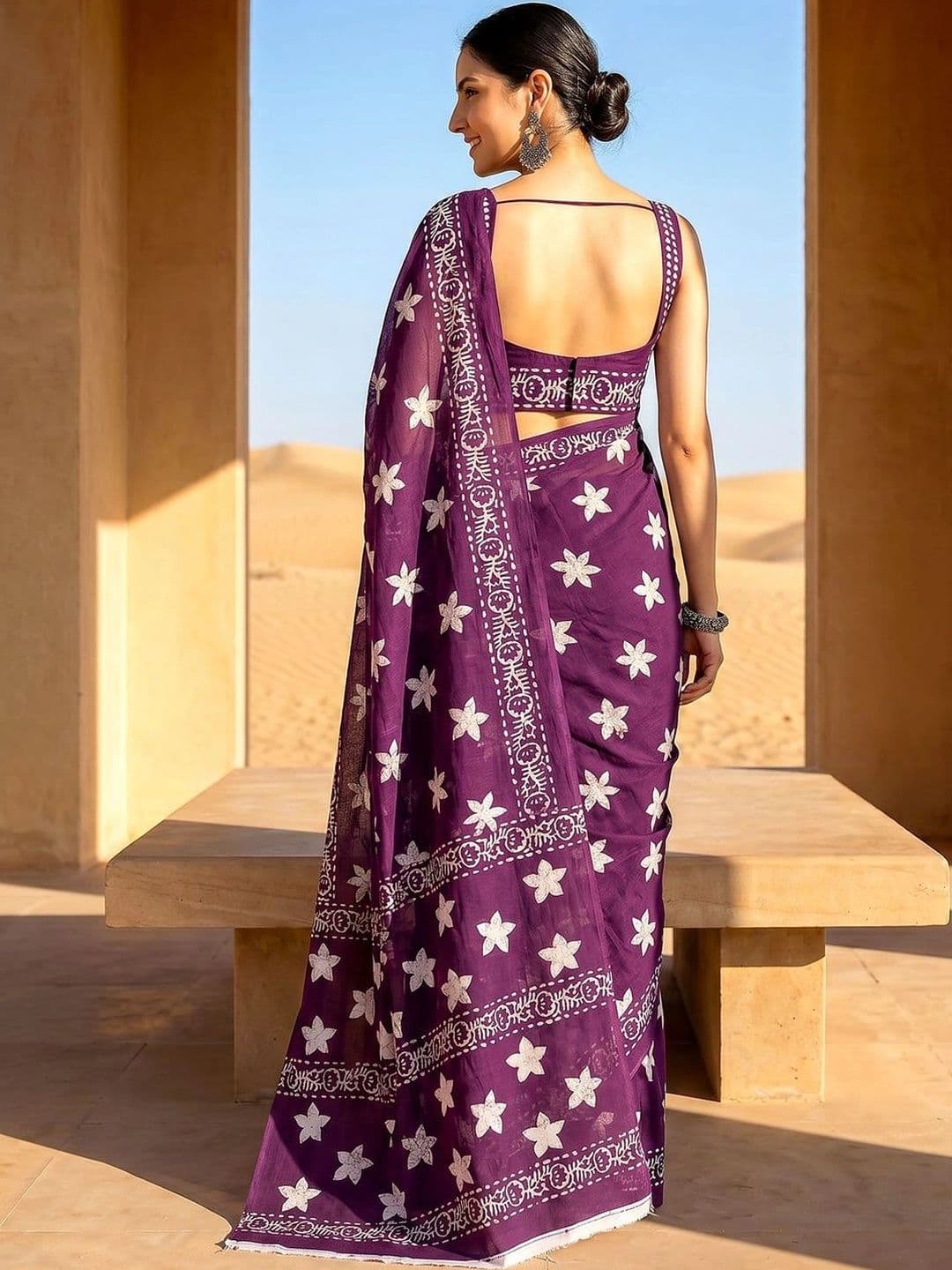 VS MALL Floral Pure Cotton Saree thumbnail 2
