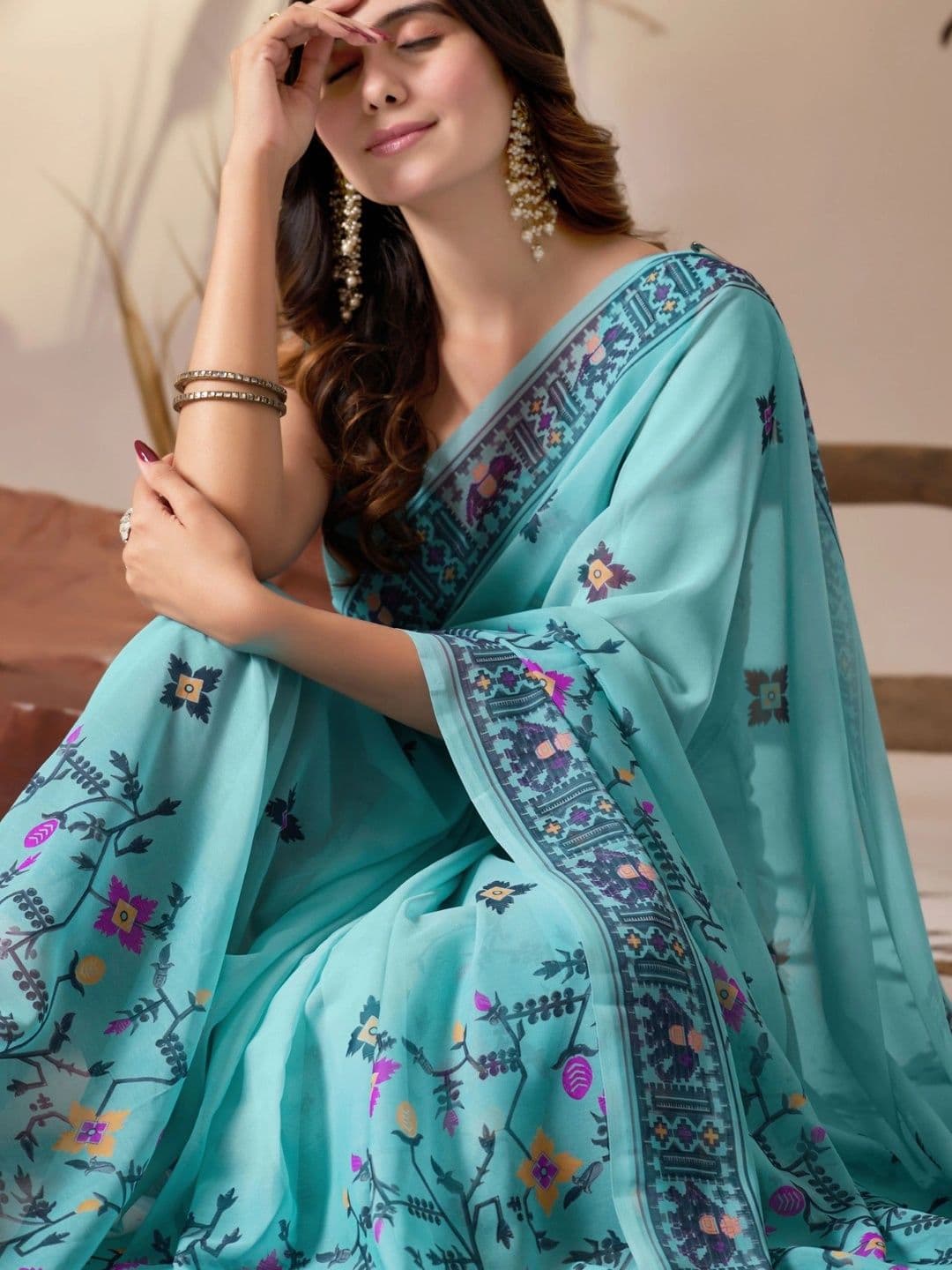 Moda Rapido Embroidered Poly Georgette Designer Saree thumbnail 2