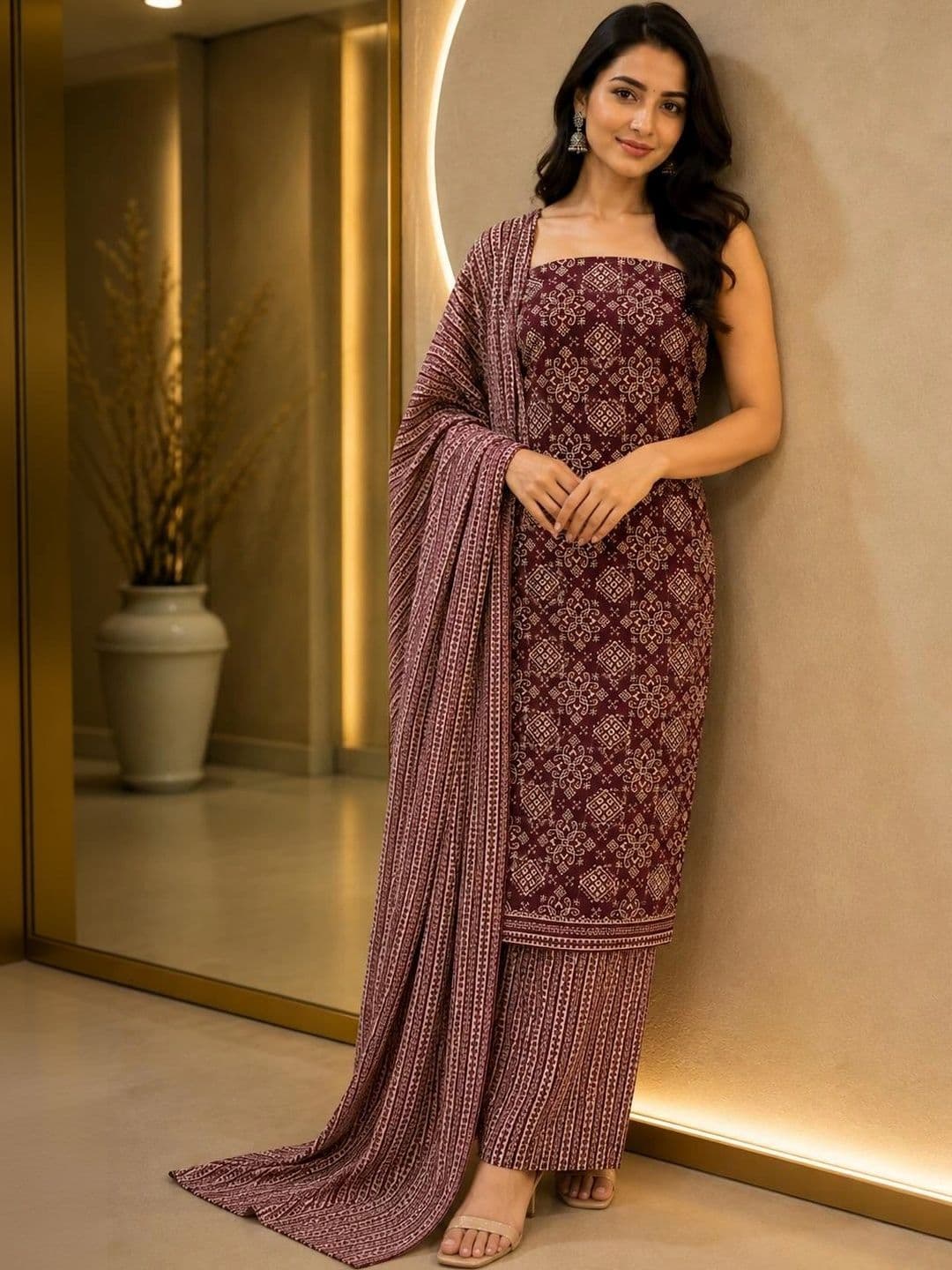 SHREE LAXMINARAYAN TEXTILE Printed Pure Cotton Unstitched Dress Material thumbnail 4
