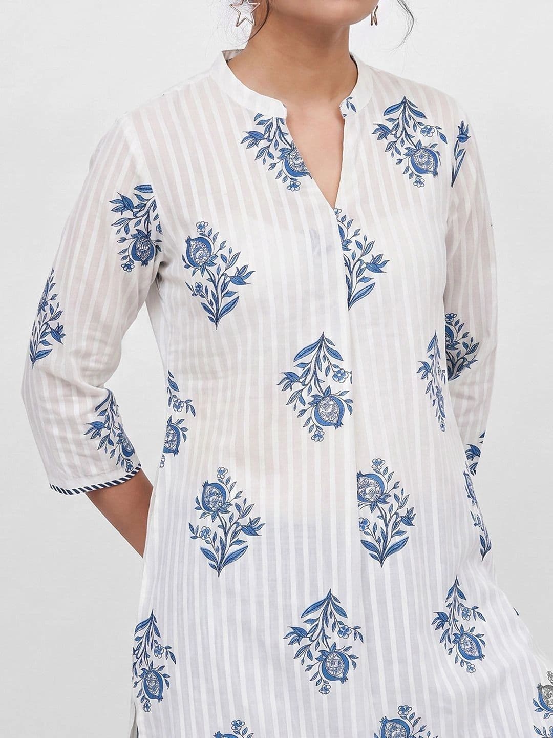 Melange by Lifestyle Women Ethnic Motifs Printed Regular Pure Cotton Kurti with Trousers thumbnail 2