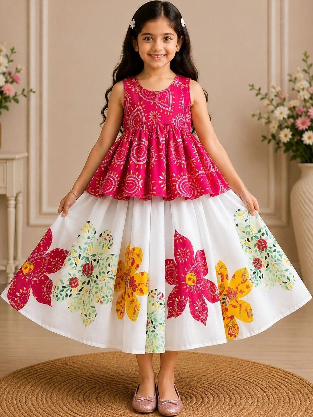 KALINI Girls Printed Ready to Wear Lehenga & - view 1