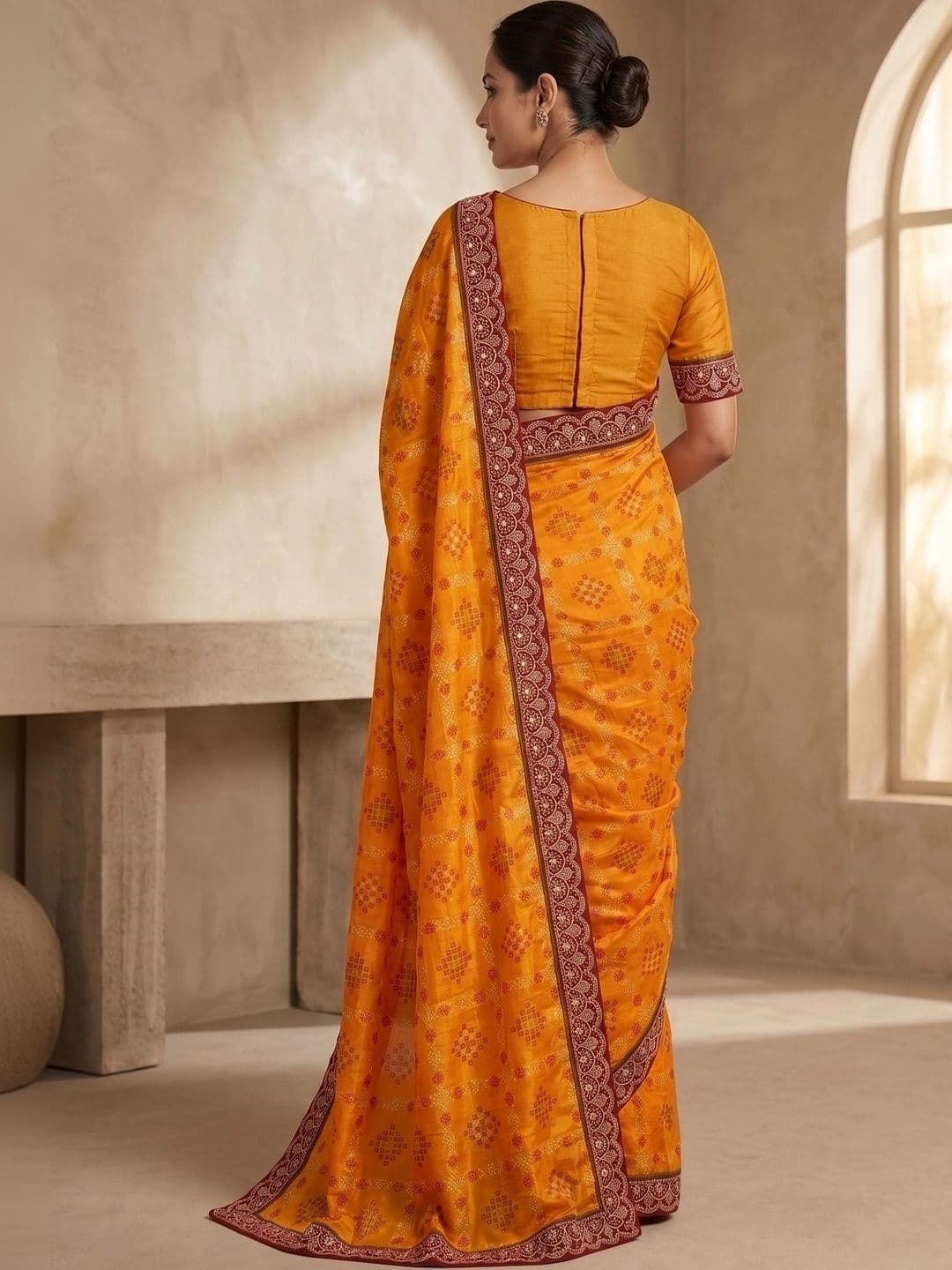 Textile Mantra Bandhani Embroidered Poly Georgette Bandhani Saree thumbnail 2