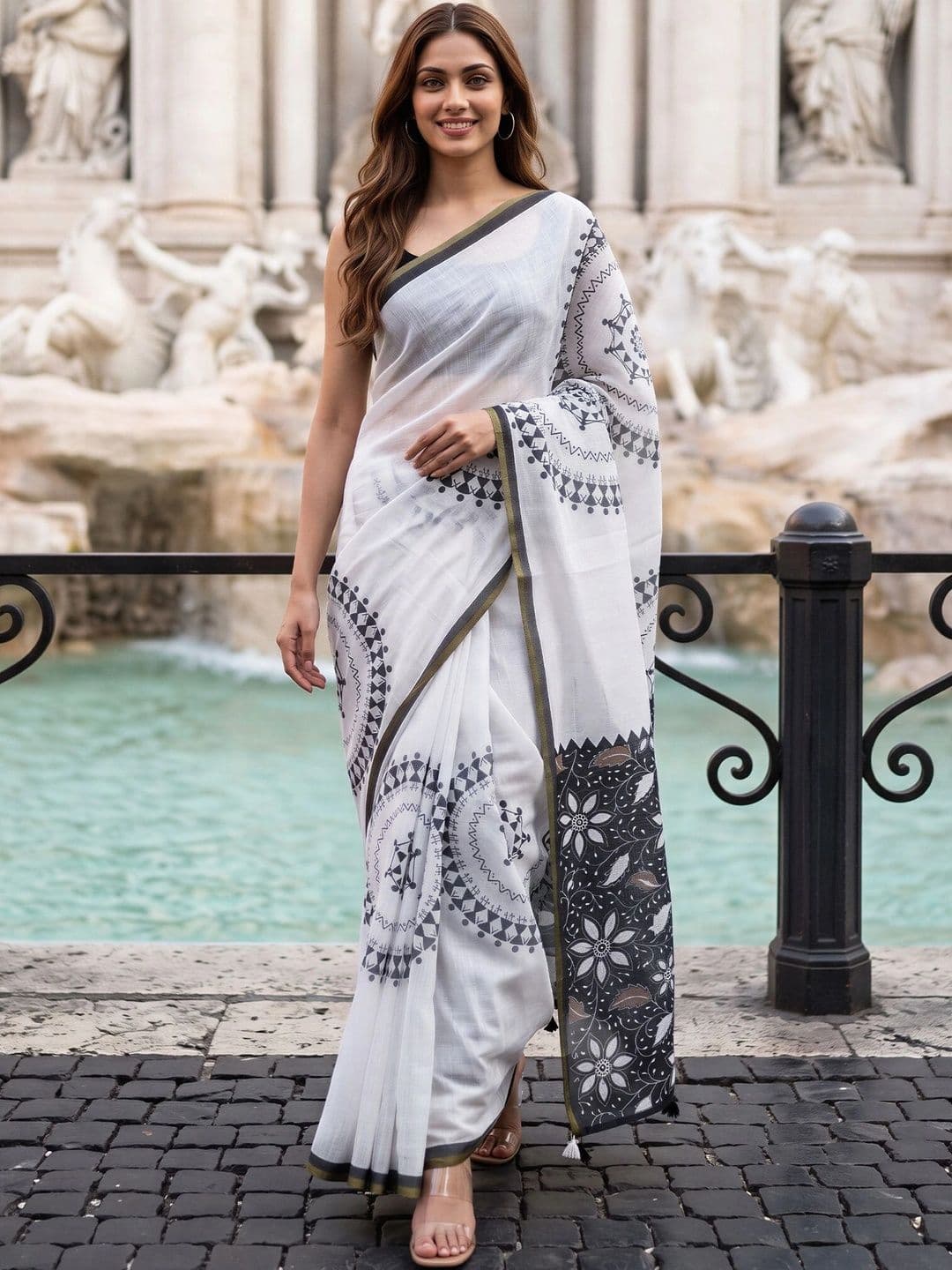 Sangria Warli Designer Block Print Saree - view 1