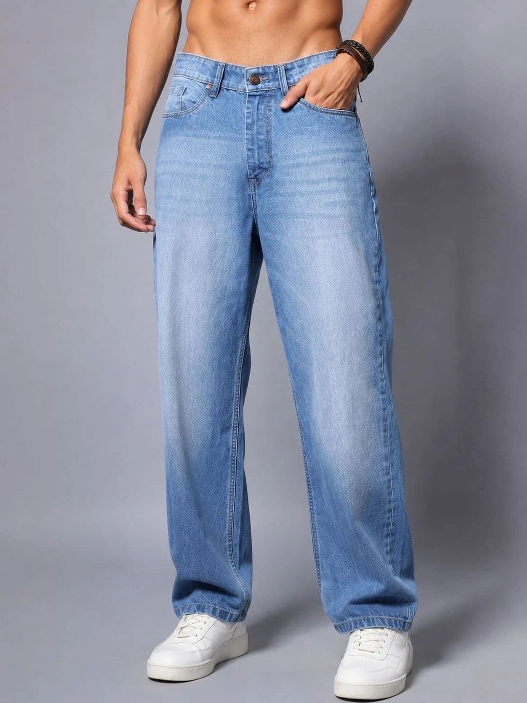 BREXX Men Jean Straight Fit Mid-Rise Light Fade Denim Stretchable Jeans - view 1