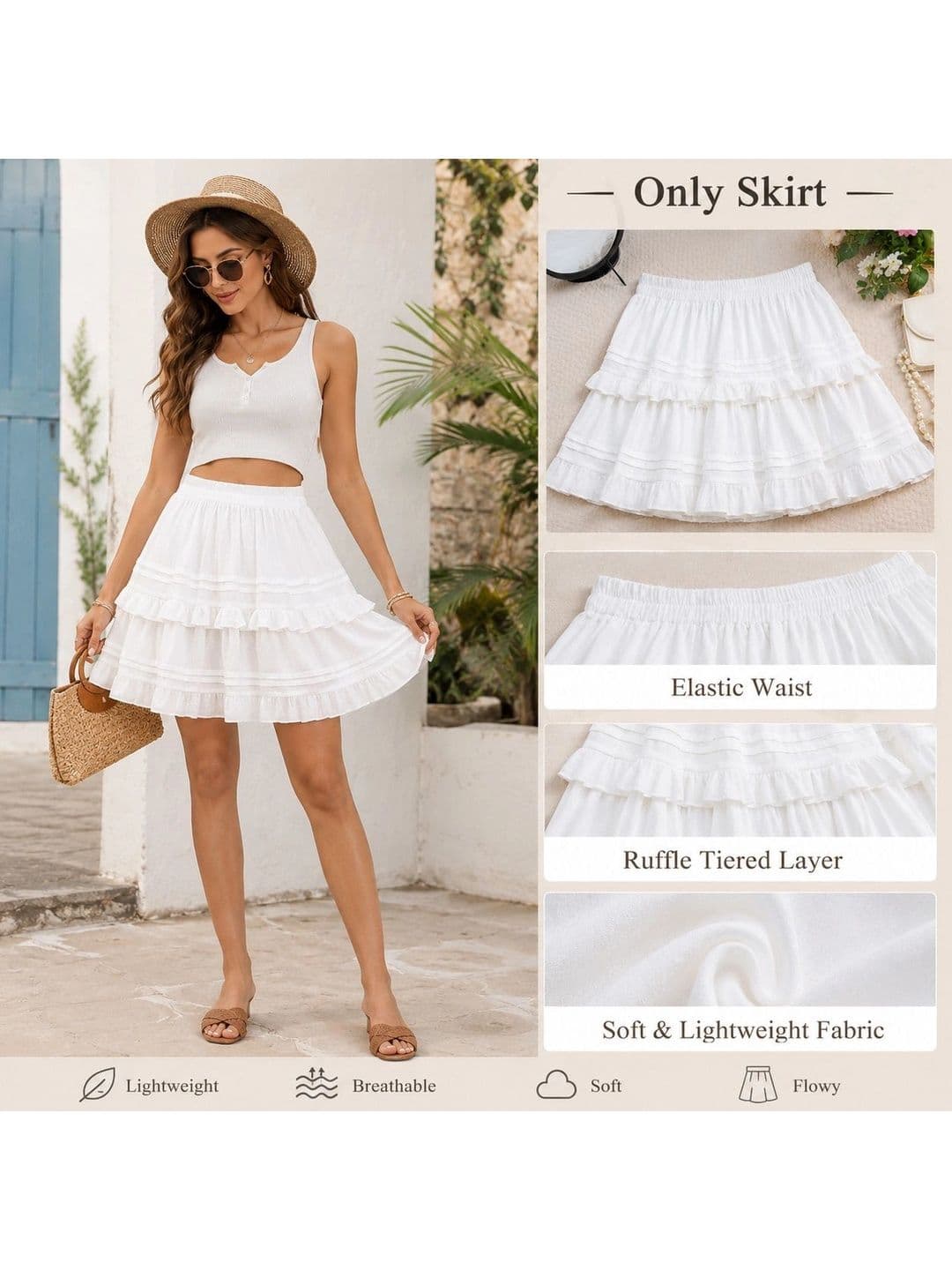 Rabhika Women Pure Cotton Tiered Mini Flared Skirt thumbnail 3