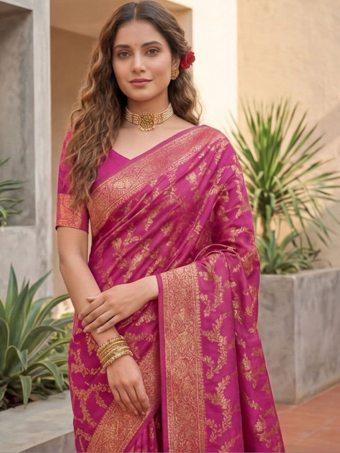 Anouk Rustic Woven Design Zari Silk Blend Designer Kanjeevaram Saree thumbnail 5