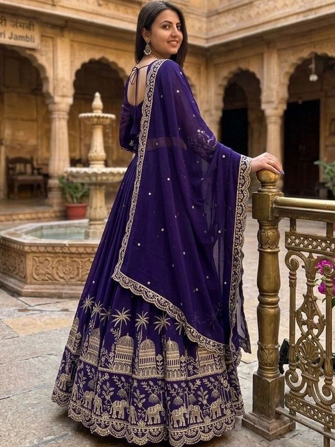 HERE&NOW Women  Embellished Semi-Stitched Lehenga & Blouse With Dupatta thumbnail 2