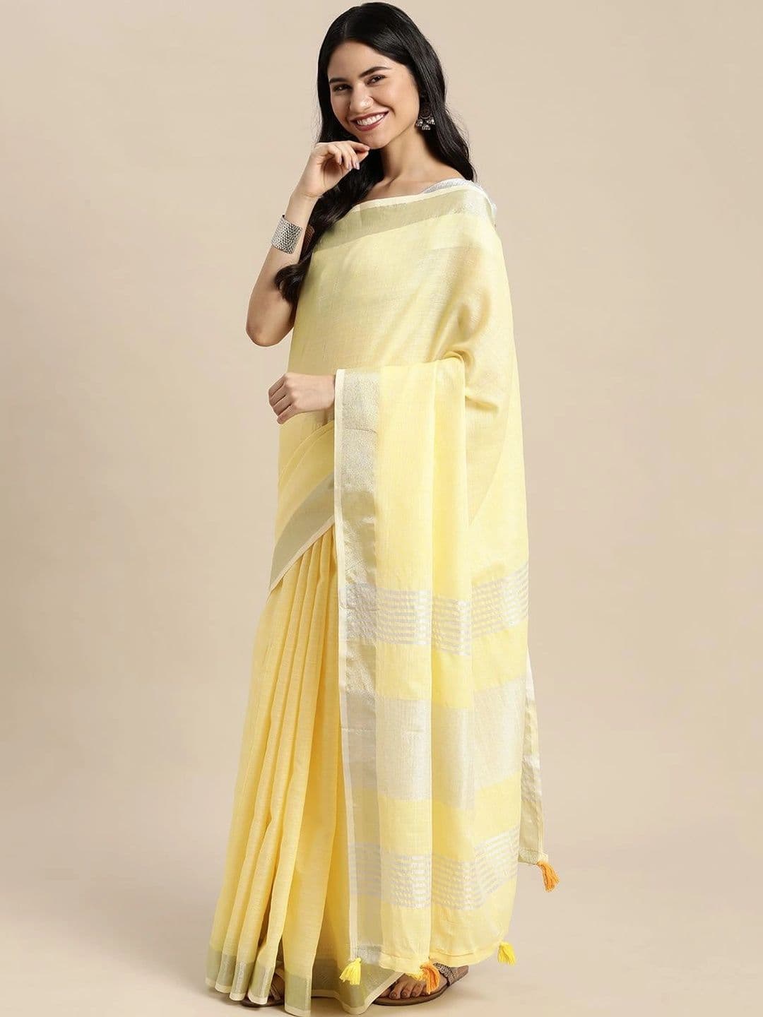Mitera Striped Linen Blend Saree thumbnail 4
