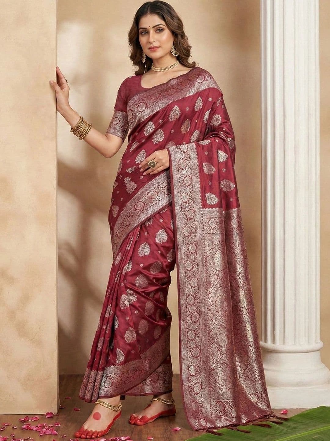 Mitera Woven Design Zari Silk Blend Banarasi Saree - view 1