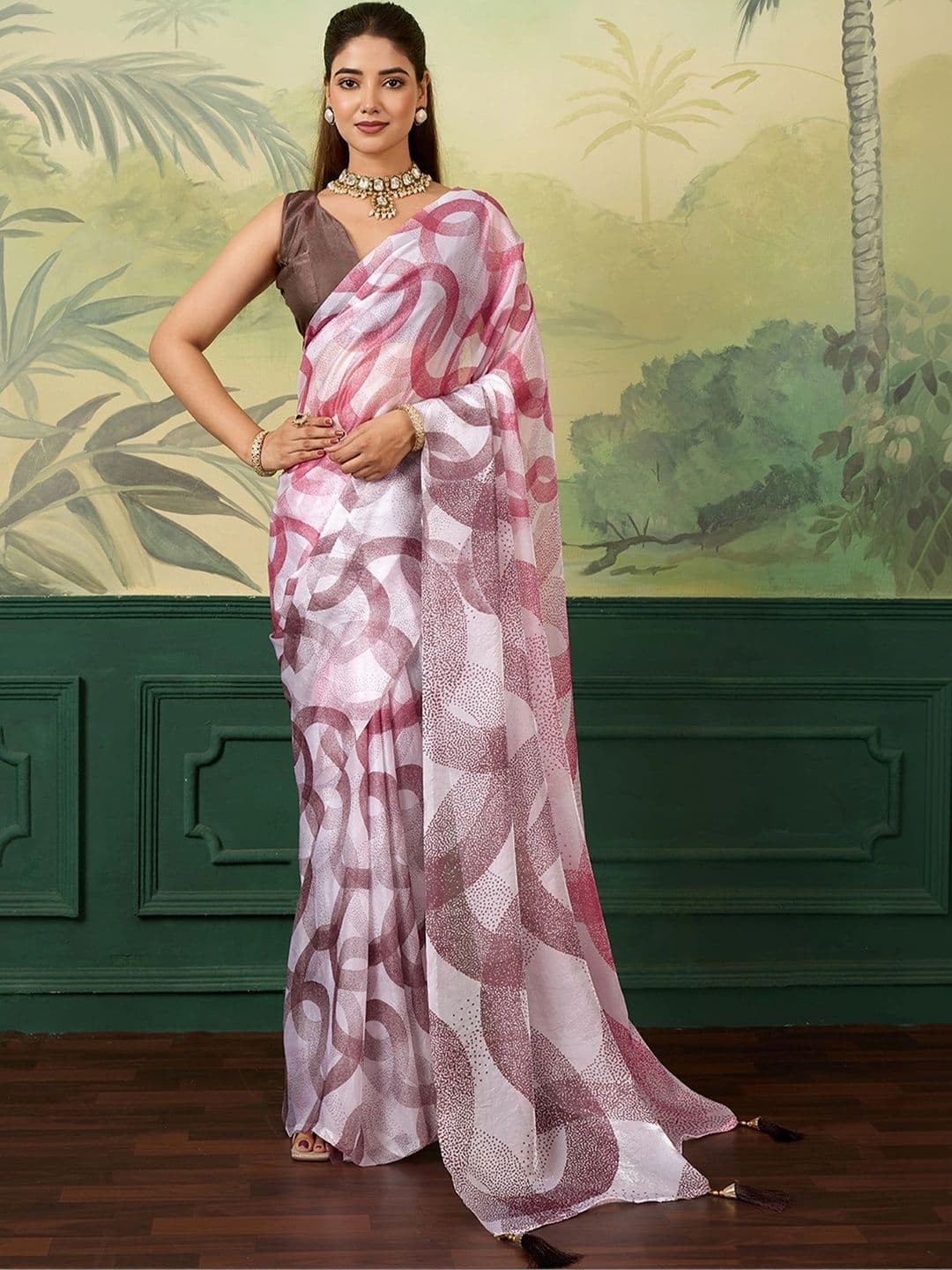 Nayanthara Trends Satin Designer Saree - view 1