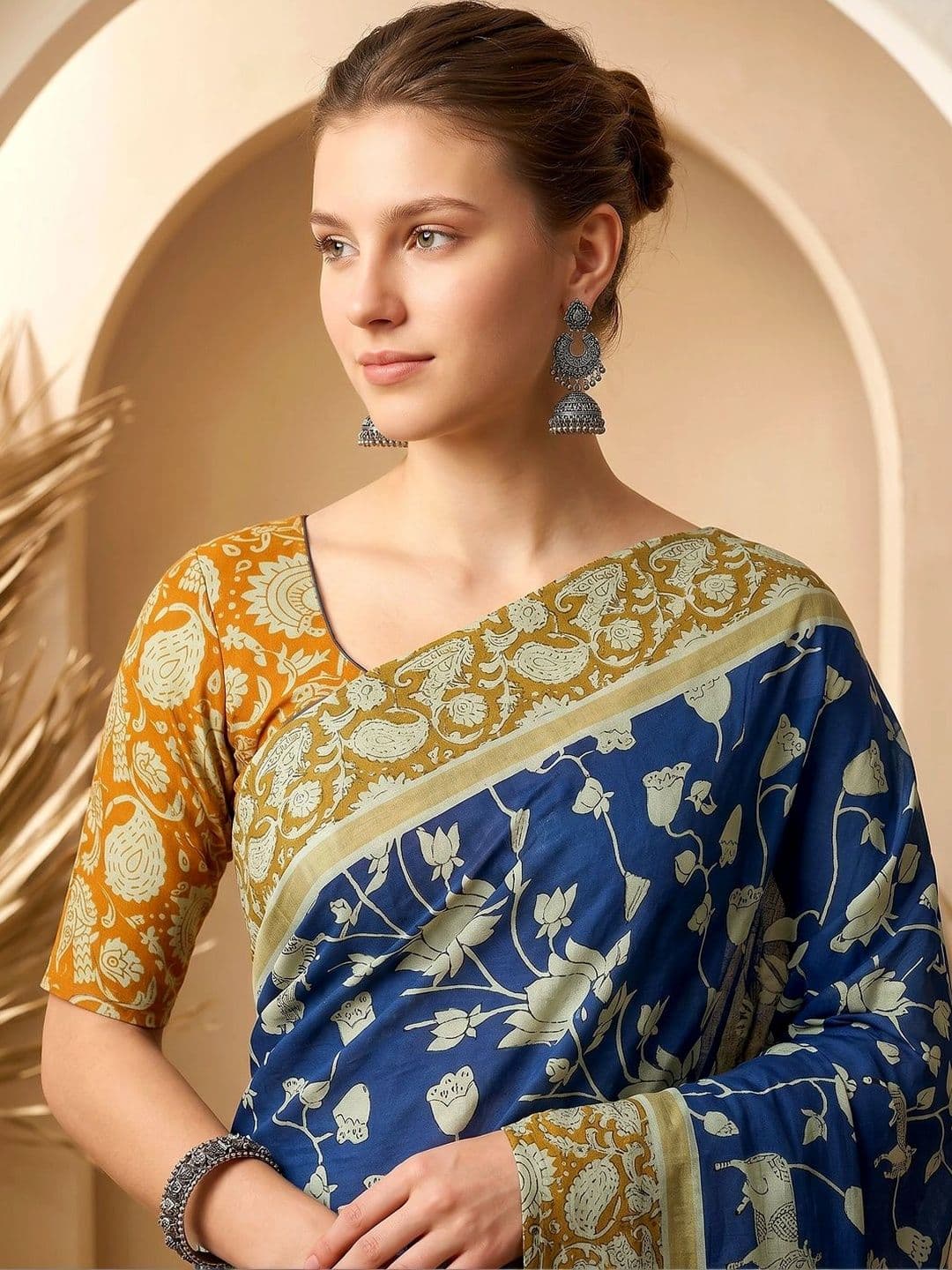 VS MALL Floral Pure Cotton Saree thumbnail 3