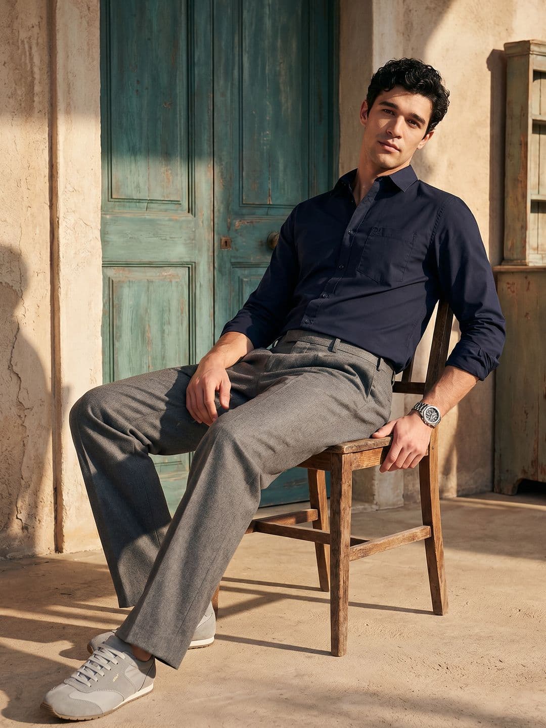 Mast & Harbour Easy Drape Navy Blue Shirt thumbnail 5